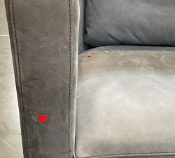 Open Box: Ayden Barrel Arm Leather Swivel Armchair (32") - Keystone Azure