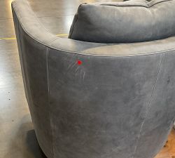 Open Box: Ayden Barrel Arm Leather Swivel Armchair (32") - Keystone Azure