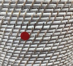 Open Box: Tava Handwoven Rattan Divided Hamper, - White