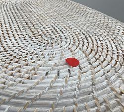 Open Box: Tava Handwoven Rattan Divided Hamper, - White