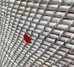 Open Box: Tava Handwoven Rattan Divided Hamper, - White