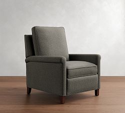 Open Box: Tyler Roll Arm Upholstered Tall Recliner without Nailheads (42") - Performance Casual Chenille Charcoal, Espresso