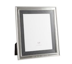 Personalized Silver-Plated Grosgrain Ribbon Mat Frame - Gray