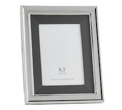 Personalized Silver-Plated Grosgrain Ribbon Mat Frame - Gray