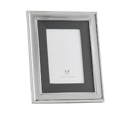 Personalized Silver-Plated Grosgrain Ribbon Mat Frame - Gray
