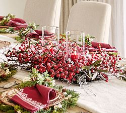 Faux Red Berry Candle Holder Centerpiece