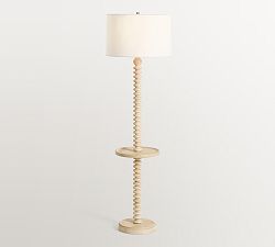 Larkin Stacked Wood Floor Lamp with Tray (65")