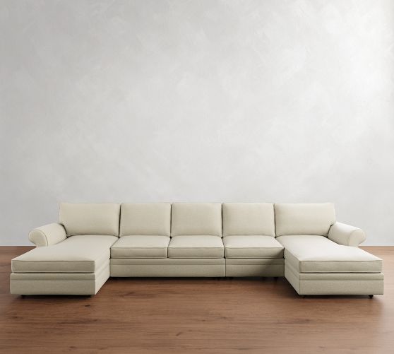 Pearce Roll Arm 4-Piece Double Chaise Sectional (166") by Pottery Barn