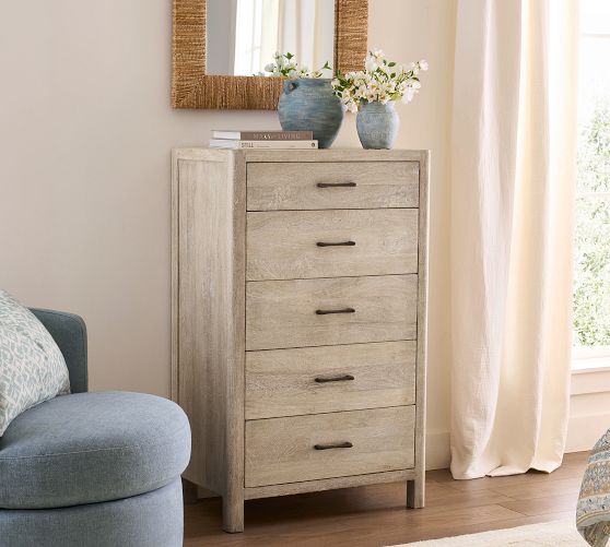 tall dresser 5 drawer LIKIMIO 5-Drawer 43" with Built-in Charging Station Brown Rigorously tested to meet or exceed all required and voluntary safety standards Emmeline Scalloped 5-Drawer Chest by