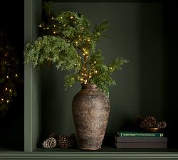 Faux Lit Green Cedar Branch