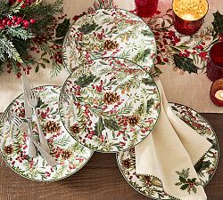Holly Berry Stoneware Dinner Plates - Set of 4