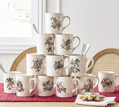 12 Days of Christmas Stoneware Mugs - Mixed Set of 12 | Pottery Barn