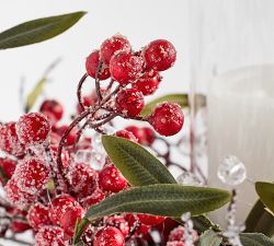 Faux Red Berry Candle Holder Centerpiece