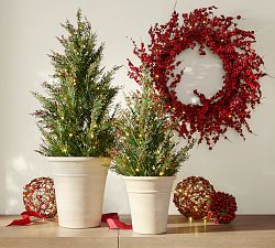 Faux Lit Cedar Berry Pine Tree