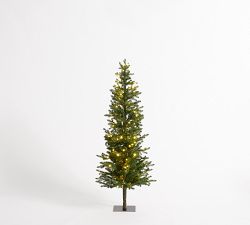 Faux Lit Narrow Pine Tree