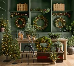 Faux Lit Narrow Pine Tree