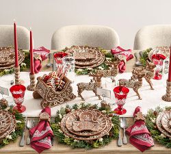 Handcrafted Ceramic Gingerbread Reindeer &amp; Sleigh Set