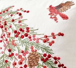 Berry Wreath Embroidered Pillow Cover