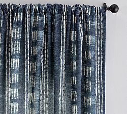 Open Box: Shibori Dot Light Filtering Curtain, 50"W x 84"L - Blue
