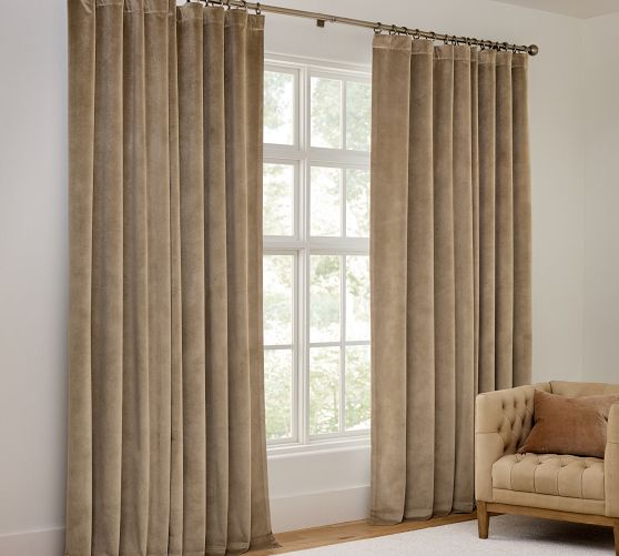 Custom Velvet Twill Blackout Curtain - Taupe by Pottery Barn