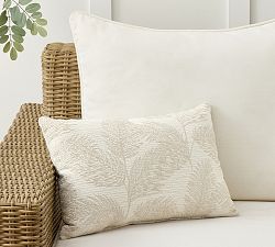 Open Box: Sylvie Palm Outdoor Performance Lumbar Pillow, 14" x 20" - Linen