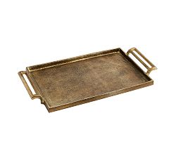 Open Box: Antiqued Metal Decorative Tray, Small Rectangle (11"Diam) - Gold