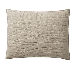 Open Box: Belgian Flax Linen Handcrafted Quilted Sham, Standard, Set of 2 - Dark Flax