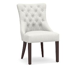 Open Box: Hayes Upholstered Tufted Dining Side Chair, Espresso Legs, Sunbrella Performance Chenille - Salt