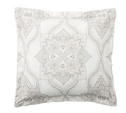 Open Box: Sonya Medallion Percale Sham, Euro, Set of 3 - Gray