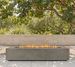 Burrows Steel Rectangular Propane Fire Pit Table with Lid Cover (42"-70")