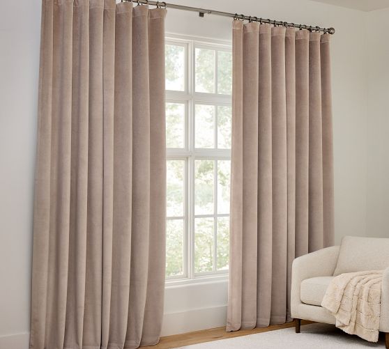Custom Velvet Twill Blackout Curtain - Pale Lilac by Pottery Barn