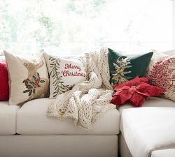 Holly Stag Embroidered Pillow