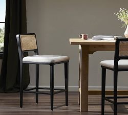 Lisbon Upholstered Cane Narrow Stool