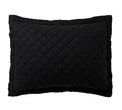 Open Box: Belgian Flax Linen Diamond Quilted Sham, Standard, Set of 2 - Black