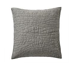 Open Box: Belgian Flax Linen Handcrafted Quilted Shams, Euro, Set of 2 - Heathered Charcoal