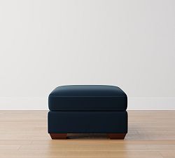 Open Box: Big Sur Upholstered Ottoman, Everydayvelvet - Ink Blue