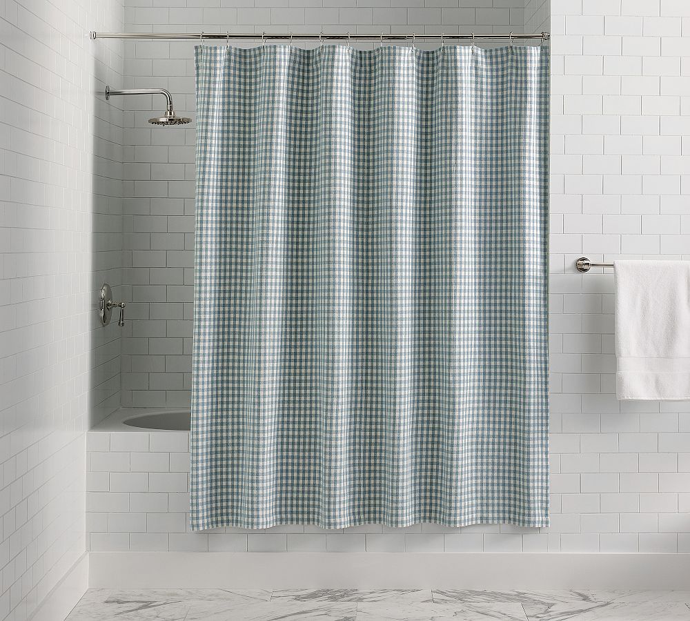 Blaine Check Shower Curtain - Light Blue, 72"