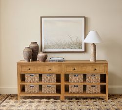 Channing Cane Storage Shelf Console (72")