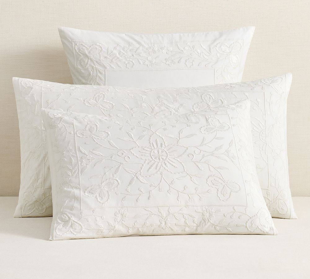 Floral Embroidered Percale Sham by Pottery Barn