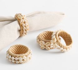Tava Shell Handwoven Napkin Rings -  Set of 4