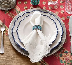 Turquoise Handcrafted Metal Band Napkin Rings - Set of 4