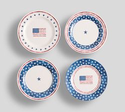 Cabana Americana Bunting Outdoor Melamine Appetizer Plate - Mixed Set of 4