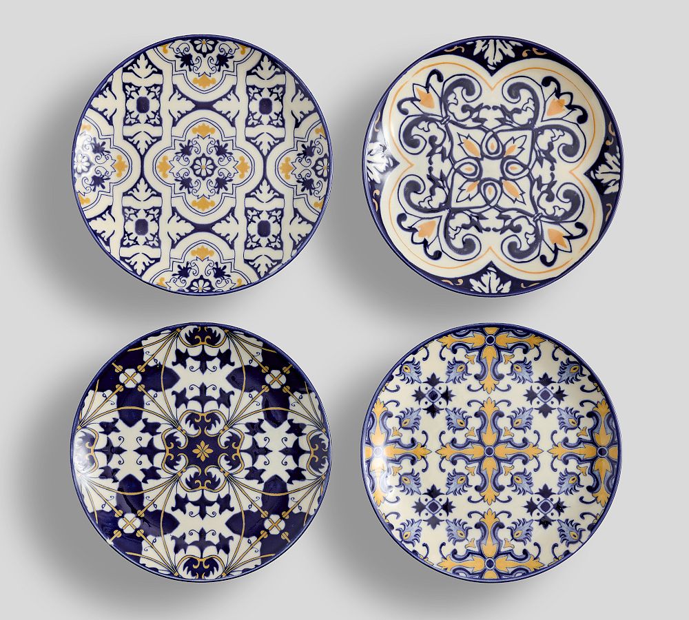 Lisbon Stoneware Appetizer Plates - Mixed Set of 4