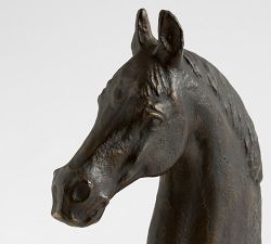 Antique Bronze Horse Head Object