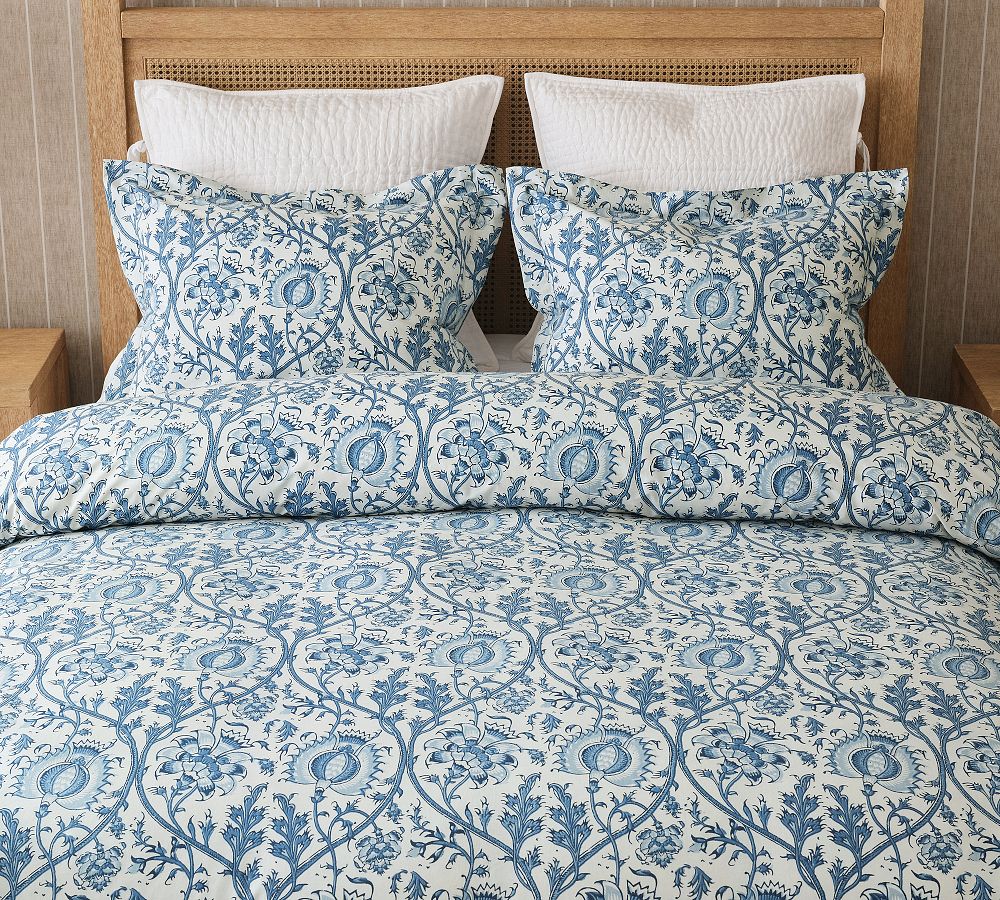 Eria Reversible Percale Duvet Cover - Blue Multi, King/Cal. King
