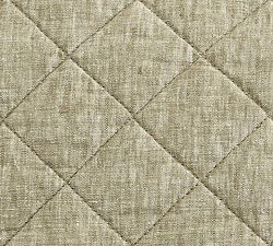 Open Box: Belgian Flax Linen Diamond Quilt, Full/Queen - Aloe