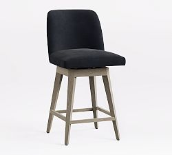 Open Box: Layton Leather Swivel Counter Height Stool - Keystone Navy, Gray Wash Legs