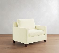 Open Box: Cameron Square Arm Chair and a Half - Performance Basketweave Warm White, Bourbon