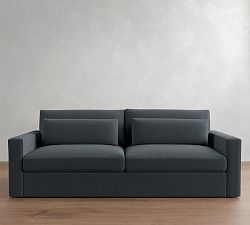 Open Box: Westwood Square Arm Grand Sofa (102"), 2x2 - Performance Textured Weave Navy