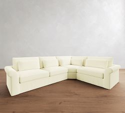 Westwood Roll Arm Deep Seat Slipcovered 3-Piece Wedge Sectional (136")
